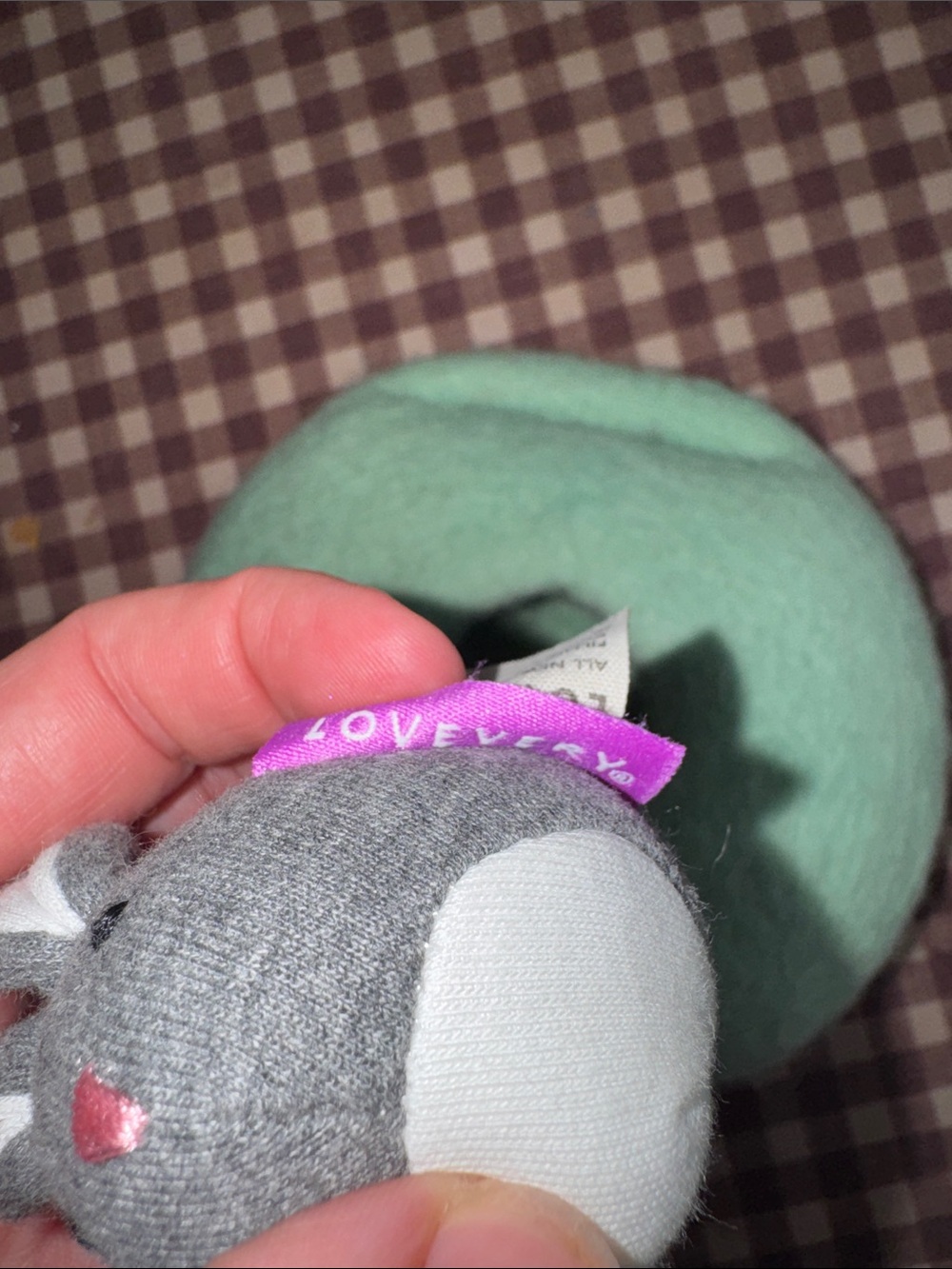LOVEVERY Soft Felt Mint Green Donut Plush Pet Hideaway with Gray Bunny Toys - Picture 5 of 5